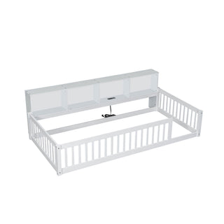 Floor Bed With Storage Cabinets And USB Ports