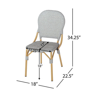 Outdoor Rattan And Aluminum Armless French Bistro Chairs (Set of 2) - Dark Gray
