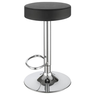Adjustable Hydraulic Bar Stool With Base And Padded Seat - Black / Silver