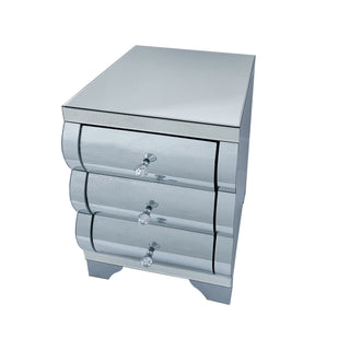 Nightstand With 3 Drawers, Bedside Table For Bedroom - Silver