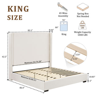 Hampton - Upholstered Platform Bed With Tall Headboard