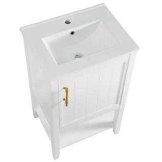 Modern Bathroom Vanity With Sink, Soft-Closing Door And Open Shelf