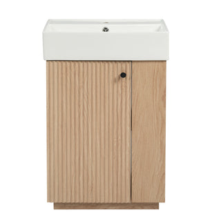 Bathroom Vanity With Sink, Freestanding Wood Grain Cabinet With Storage
