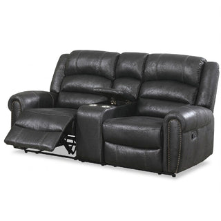 Power Reclining Loveseat With USB Port And Cup Holder Console - Black