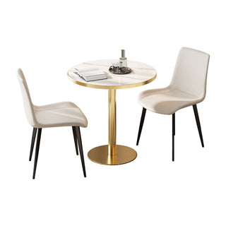 Round Bistro Table - Gold / White