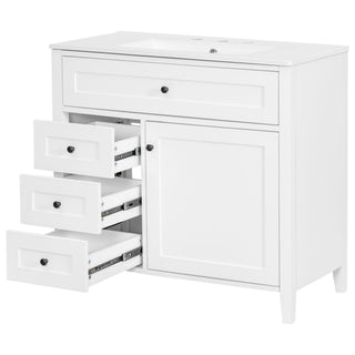 Bathroom Vanity With Sink, 3 Drawers & Cabinet With Adjustable Shelves