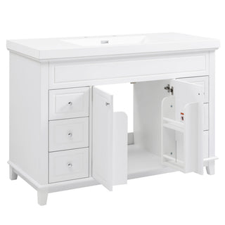Bathroom Vanity & Sink, 6 Soft Close Drawers & Double Doors - White