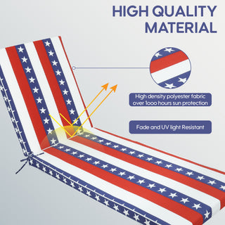2 Piece Outdoor Chaise Lounge Cushion Set, Replacement Cushions For Patio Furniture, Flag - Red Striped