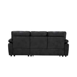 Convertible L - Sectional Sofa Bed With Storage Chaise And Padded Armrests