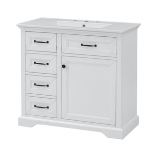 Modern Bathroom Vanity With Sink Top, 4 Drawers And 1 Soft-Close Door
