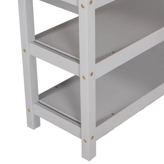 Loft Bed With Storage Shelves And Under Bed Desk