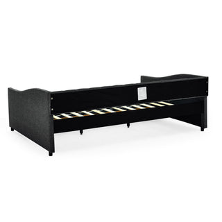 Upholstered Tufted Daybed With 2 Drawers, Waved Arms