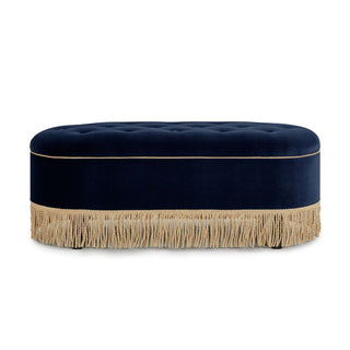 Melinda - Oval Tufted Bullion Fringe Storage Bench