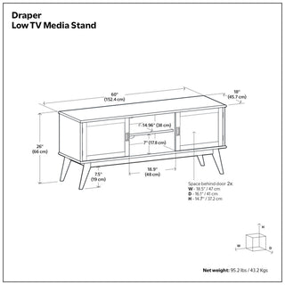 Draper - Handcrafted Mid Century Low TV Media Stand