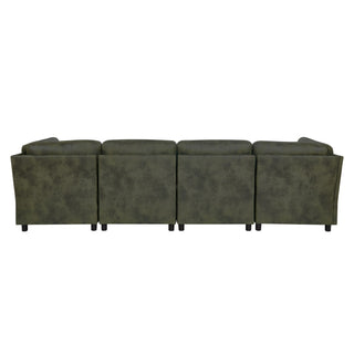 Modular Sectional Sofa With Custom Configuration And Removable Cushions - Olive