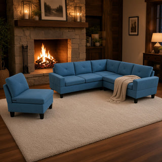 Modular L - Shaped Sectional Sofa 6 Seater 4 Piece Couch With Chaise