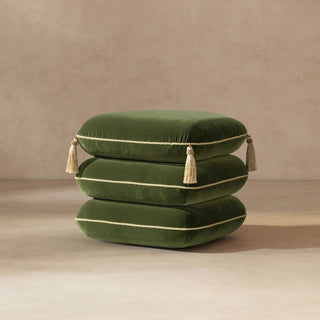 Monarch - Tassled Ottoman - Olive Green