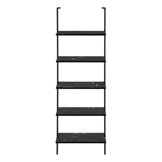 Bookshelf, Bookcase, Etagere, Ladder, 5 Tier, For Office, Marble Look Contemporary & Modern