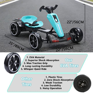 Electric Kids Pedal Go Kart With Adjustable Seat, Foldable Design
