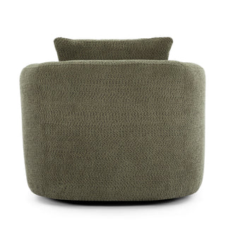 360° Swivel Barrel Sofa Chair With Throw Pillow, Upholstered Accent Chair