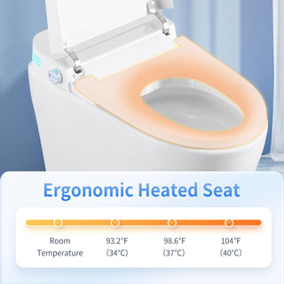 Tankless Smart Toilet With Bidet Built In, 1 Piece Bidet Toilet Seat, Auto Flush, Heated Seat, Warm Water And Dry, Adjustable Temp, Remote Control Side Know - White
