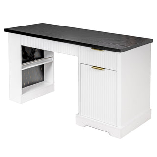 Modern Fluted Office Desk With Storage Cabinet