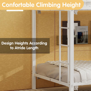 Bunk Bed For Kids, Convertible Frame With Ladders & Guardrail
