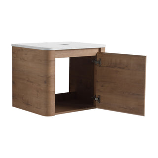 24" Wall Mounted Bathroom Vanity With Soft Close Door, Excluding Sink - Imitative Oak