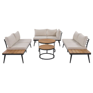 Modern Outdoor Sectional Sofa Set With Nesting Coffee Tables