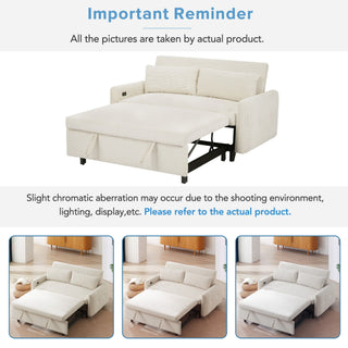 Pull-Out 2 Seat Modern Sleeper Sofa With 2 Throw Pillows And USB Ports