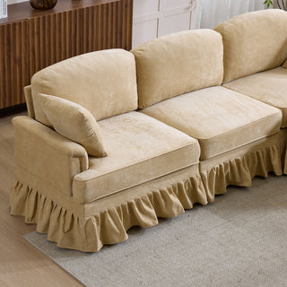 Cloud Sofa With Removable Ruffled Skirt With Ottoman And Flared Arms