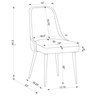 Padded Side Chair Of 2) With Upholstered Seat And Polished - Gray