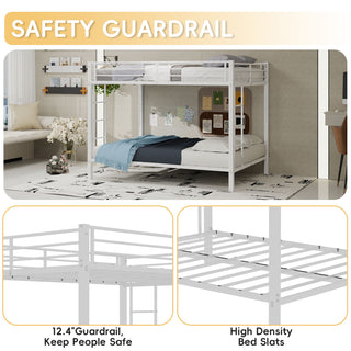Bunk Bed For Kids, Convertible Frame With Ladders & Guardrail