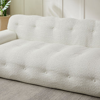 Cloud Series Minimalist Button Tufted Square Arm 3 Seater Sofa