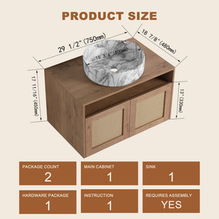 Bathroom Vanity With Art Sink, 2 Soft Close Doors, Float Mounting Design