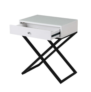 Koda - End Side Table Nightstand, Drawer And Cross Base
