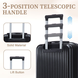 Luggage Set With Cosmetic Case, Combination Lock, Front Opening Design