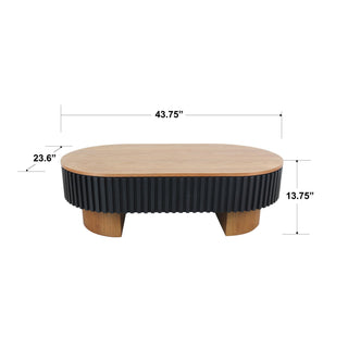 Elliptical Living Room Coffee Table With Hidden Storage And Removable Tabletop