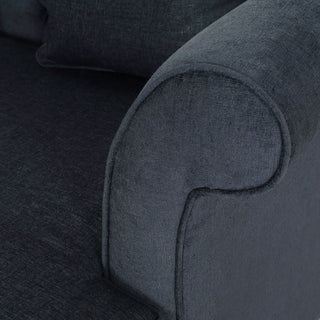 Upholstered Chaise Lounge With Scroll Arms, Turned Legs And 2 Pillows