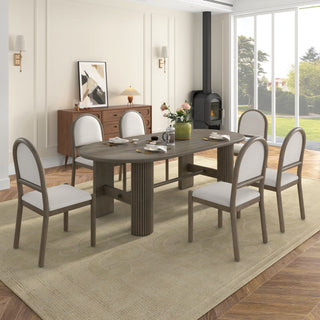 Oval Dining Table Set For 6 With 6 Upholstered Chairs