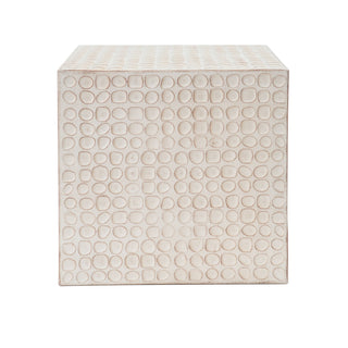 Chic Modern Mgo Cube Side Table With Fluted Design - Antique Brown