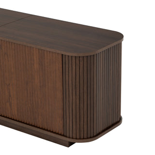 70" TV Stand With Ample Storage, Curved Corners - Dark Brown