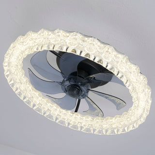 LED Light Source And Remote Control, 3000 - 6500K Dimmable Flush Mount LED Fan Light, 6 Speeds, Quiet DC Motor - Matte Black
