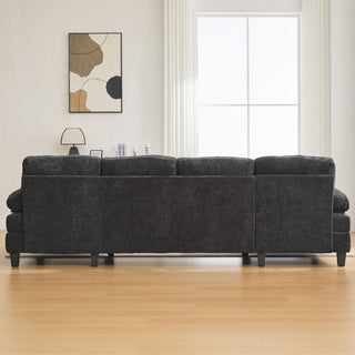 U-Shaped Sectional Sofa 103.5" Fabric Couch With Dual Chaise Lounges, Storage Pockets, Armrest Pillows