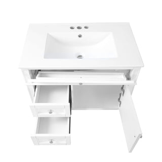 Wall Mounted Bathroom Vanity With 2 Drawers, 1 Tip Out Drawer, 3 Holes Sink