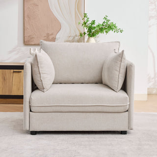 Oversized Deep Seat Accent Chair With Matching Storage Ottoman & Throw Pillows