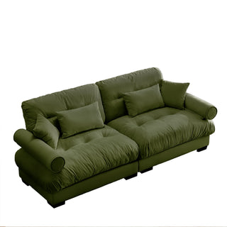 Modern Sofa With Bolstered Armrests And Pillows