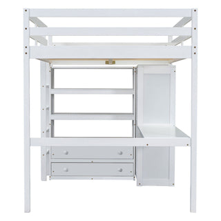 Loft Bed With Built In Wardrobe, Desk, Shelves And Drawers