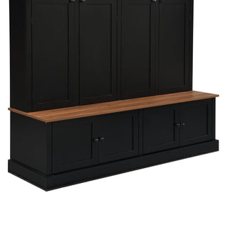 Hall Tree With Bench And Cabinet, 4 In 1 Entryway Bench With Coat Rack