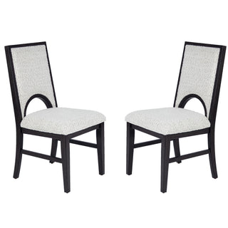 Upholstered Dining Chairs With Arched Cutout Backrest (Set of 2) - Black / White